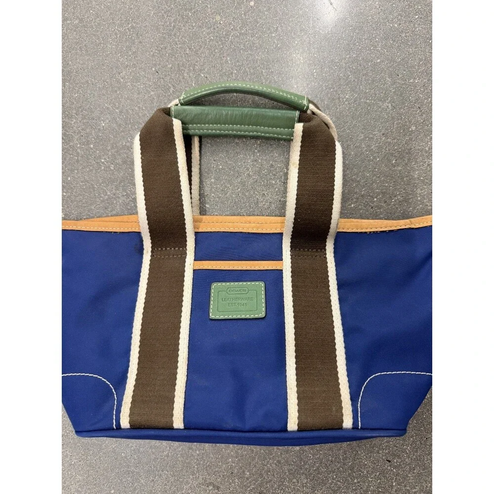 Vintage Coach Royal Blue Nylon Mini Tote Bag Webbing Stripe 6260